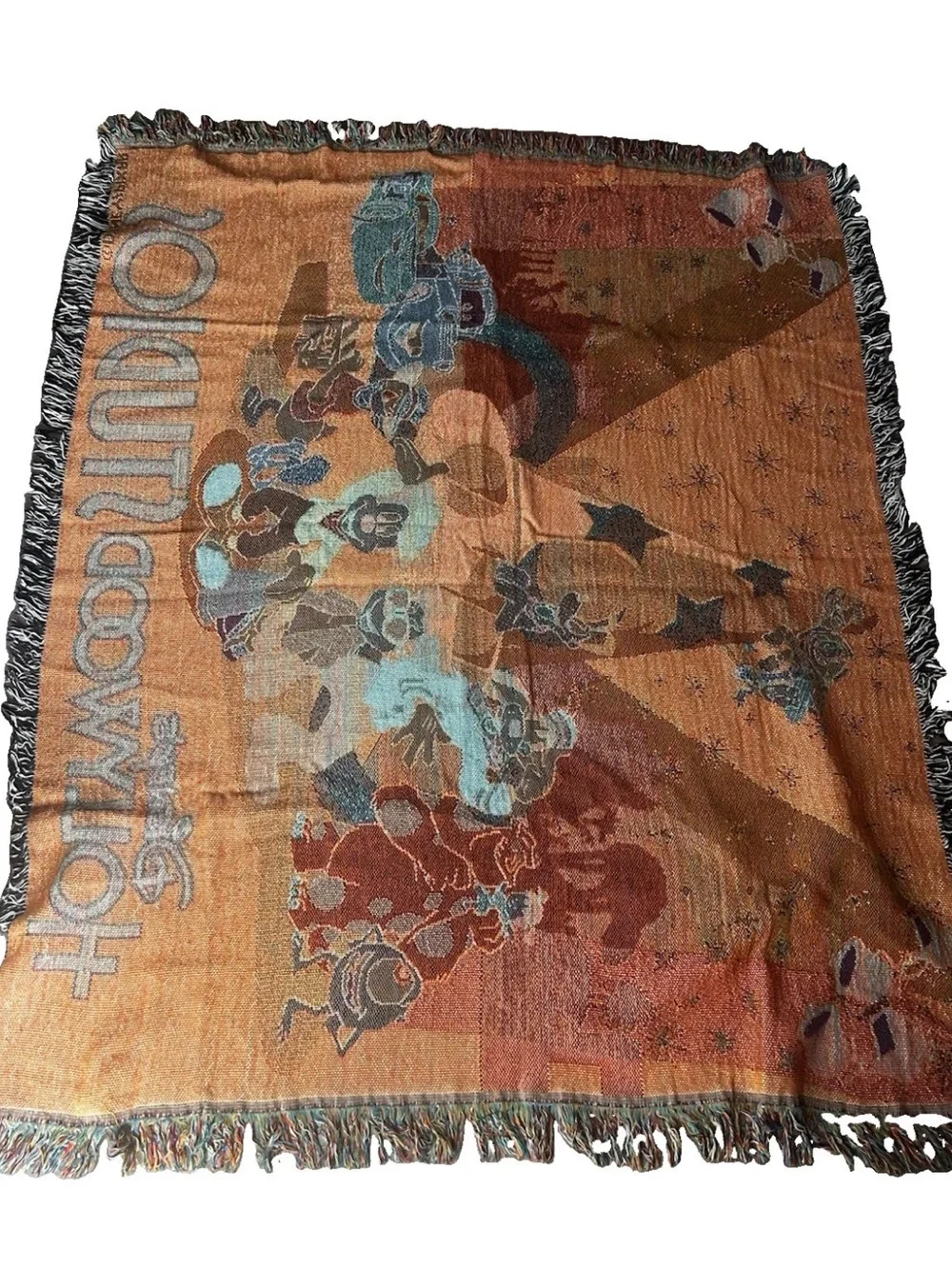 RARE Walt Disney World Wove Tapestry Mickey/ToyStory/Cars/Monster  Blanket 60x50